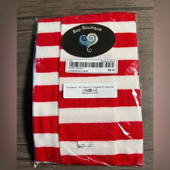 Red and White Striped Tights - Picture 5 of 5